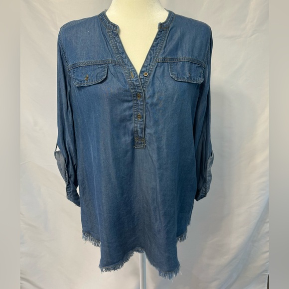 hester & orchard Tops - Denim Tunic Shirt, Jean Shirt, Long Blue Shirt, Hester & Orchard Shirt